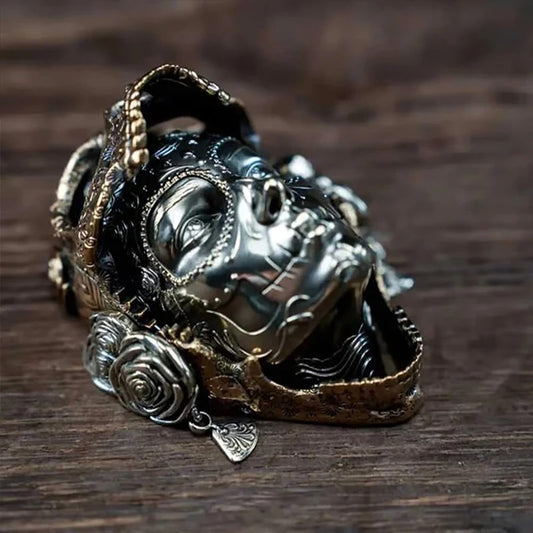 Handmade Resin Mechanical Skull Magnet – Gothic Steampunk Skeleton Mask for Home Decor
